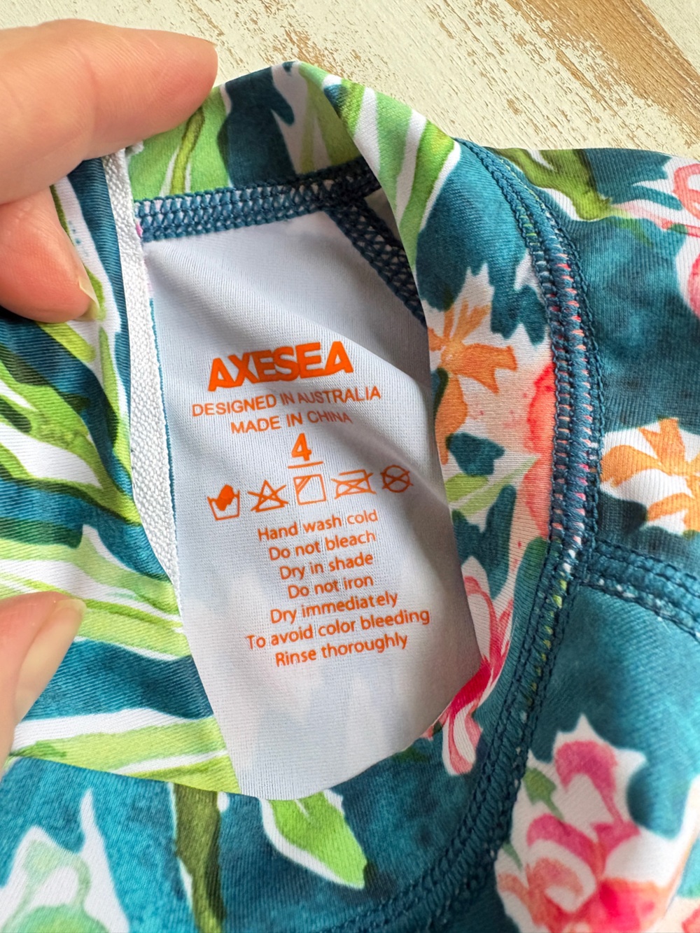 AXESEA athletic swimsuit tropical surfing rash guard SPF sporty sz 4 Australian - Picture 11 of 16